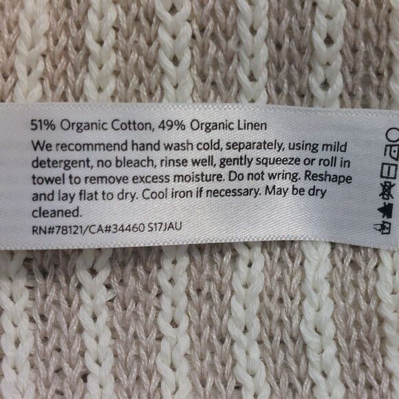 Eileen Fisher Organic Linen Blend Open Cardigan Women's Medium Open Stitch Knit - Picture 7 of 9